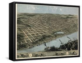 1868, Omaha 1868 Bird's Eye View, Nebraska, United States-null-Framed Stretched Canvas