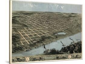 1868, Omaha 1868 Bird's Eye View, Nebraska, United States-null-Stretched Canvas