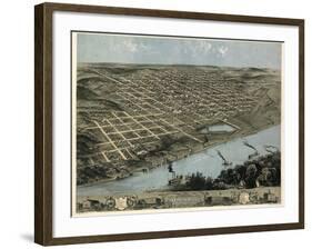 1868, Omaha 1868 Bird's Eye View, Nebraska, United States-null-Framed Giclee Print