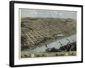 1868, Omaha 1868 Bird's Eye View, Nebraska, United States-null-Framed Giclee Print
