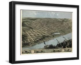 1868, Omaha 1868 Bird's Eye View, Nebraska, United States-null-Framed Giclee Print