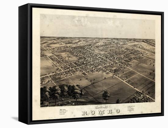 1868, Romeo Bird's Eye View, Michigan, United States-null-Framed Stretched Canvas