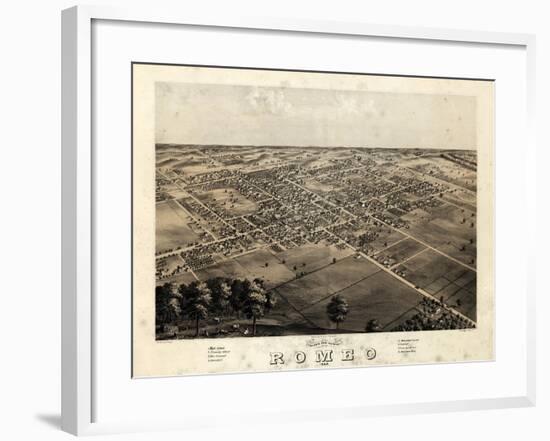 1868, Romeo Bird's Eye View, Michigan, United States-null-Framed Giclee Print