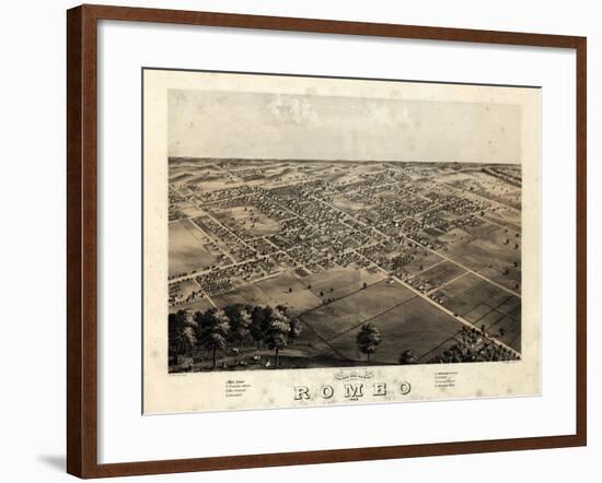 1868, Romeo Bird's Eye View, Michigan, United States-null-Framed Giclee Print