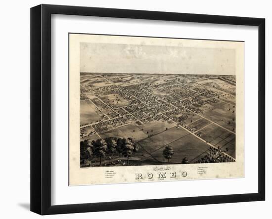 1868, Romeo Bird's Eye View, Michigan, United States-null-Framed Giclee Print