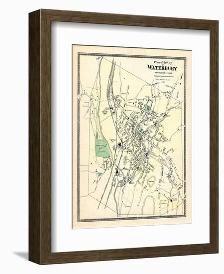 1868, Waterbury City Plan, Connecticut, United States-null-Framed Giclee Print