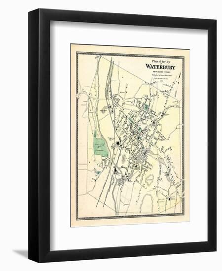 1868, Waterbury City Plan, Connecticut, United States-null-Framed Giclee Print