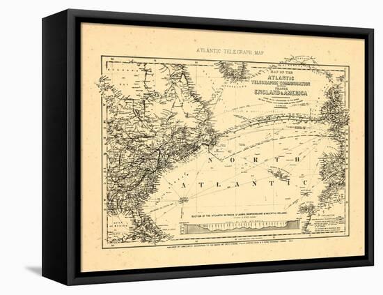 1869, Atlantic Ocean, Telegraph Communication between France, England, and America-null-Framed Stretched Canvas