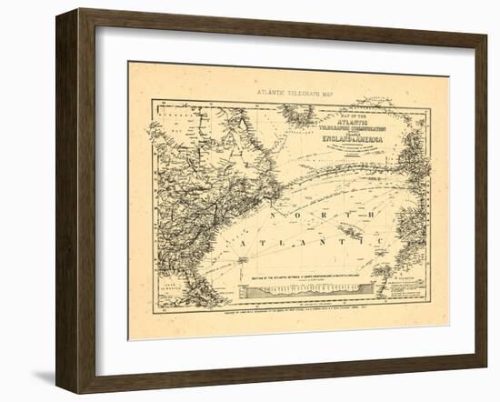 1869, Atlantic Ocean, Telegraph Communication between France, England, and America-null-Framed Giclee Print