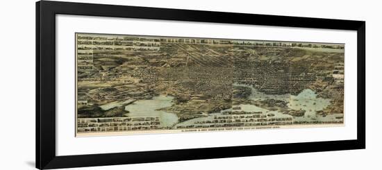 1869, Baltimore Bird's Eye View, Maryland, United States-null-Framed Giclee Print