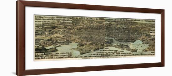 1869, Baltimore Bird's Eye View, Maryland, United States-null-Framed Premium Giclee Print