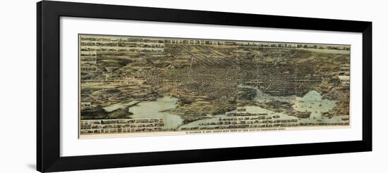 1869, Baltimore Bird's Eye View, Maryland, United States-null-Framed Giclee Print