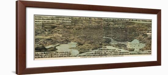 1869, Baltimore Bird's Eye View, Maryland, United States-null-Framed Giclee Print