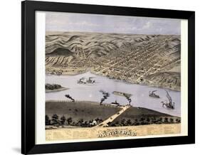 1869, Hannibal Bird's Eye View, Missouri, United States-null-Framed Giclee Print