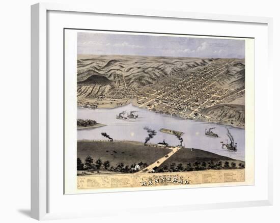 1869, Hannibal Bird's Eye View, Missouri, United States-null-Framed Giclee Print