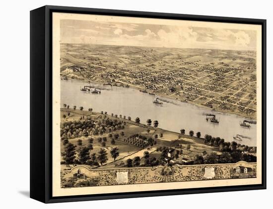 1869, Jefferson City Bird's Eye View, Missouri, United States-null-Framed Stretched Canvas