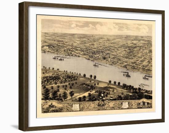 1869, Jefferson City Bird's Eye View, Missouri, United States-null-Framed Giclee Print