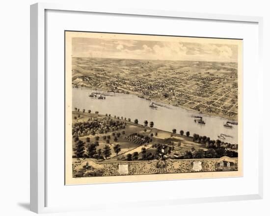 1869, Jefferson City Bird's Eye View, Missouri, United States-null-Framed Giclee Print