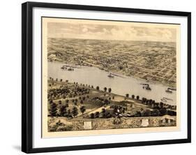 1869, Jefferson City Bird's Eye View, Missouri, United States-null-Framed Giclee Print