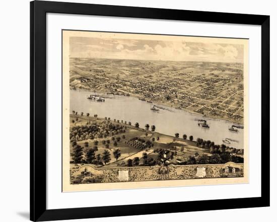 1869, Jefferson City Bird's Eye View, Missouri, United States-null-Framed Giclee Print