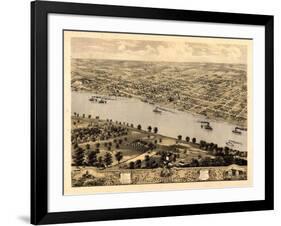 1869, Jefferson City Bird's Eye View, Missouri, United States-null-Framed Giclee Print