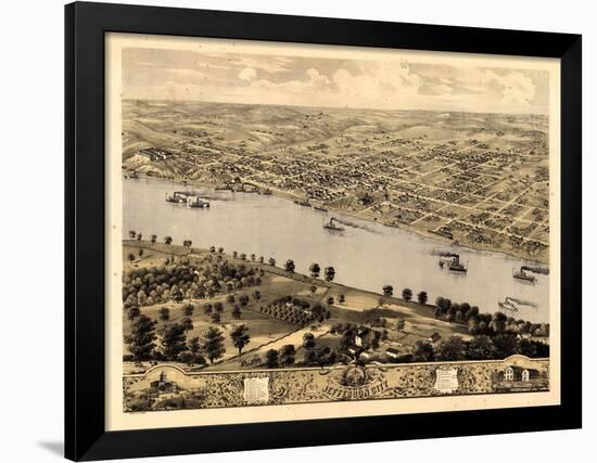 1869, Jefferson City Bird's Eye View, Missouri, United States-null-Framed Giclee Print