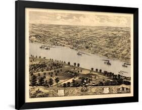 1869, Jefferson City Bird's Eye View, Missouri, United States-null-Framed Giclee Print