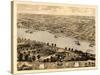 1869, Jefferson City Bird's Eye View, Missouri, United States-null-Stretched Canvas