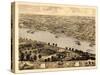 1869, Jefferson City Bird's Eye View, Missouri, United States-null-Stretched Canvas