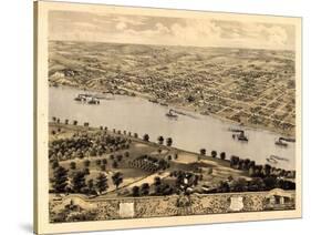 1869, Jefferson City Bird's Eye View, Missouri, United States-null-Stretched Canvas