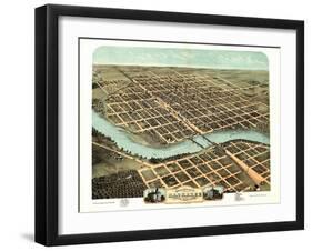 1869, Kankakee Bird's Eye View, Illinois, United States-null-Framed Giclee Print