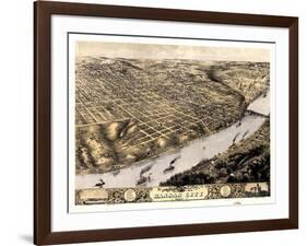 1869, Kansas City Bird's Eye View, Missouri, United States-null-Framed Giclee Print