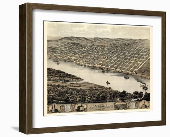 1869, Leavenworth Bird's Eye View, Kansas, United States-null-Framed Giclee Print