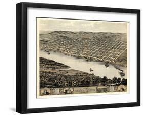 1869, Leavenworth Bird's Eye View, Kansas, United States-null-Framed Giclee Print