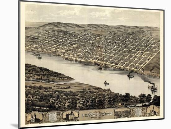 1869, Leavenworth Bird's Eye View, Kansas, United States-null-Mounted Giclee Print