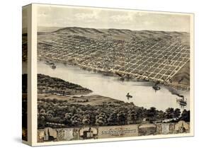 1869, Leavenworth Bird's Eye View, Kansas, United States-null-Stretched Canvas