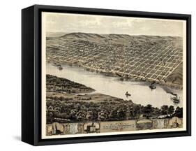 1869, Leavenworth Bird's Eye View, Kansas, United States-null-Framed Stretched Canvas