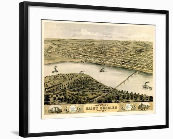 1869, Saint Charles Bird's Eye View, Missouri, United States-null-Framed Giclee Print