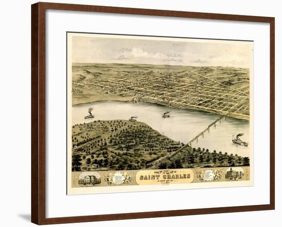 1869, Saint Charles Bird's Eye View, Missouri, United States-null-Framed Giclee Print