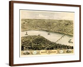 1869, Saint Charles Bird's Eye View, Missouri, United States-null-Framed Giclee Print