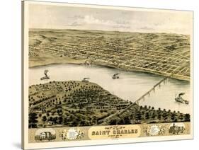 1869, Saint Charles Bird's Eye View, Missouri, United States-null-Stretched Canvas