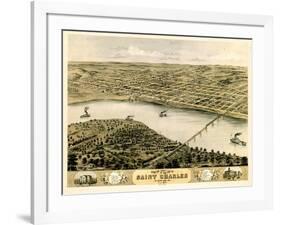 1869, Saint Charles Bird's Eye View, Missouri, United States-null-Framed Giclee Print