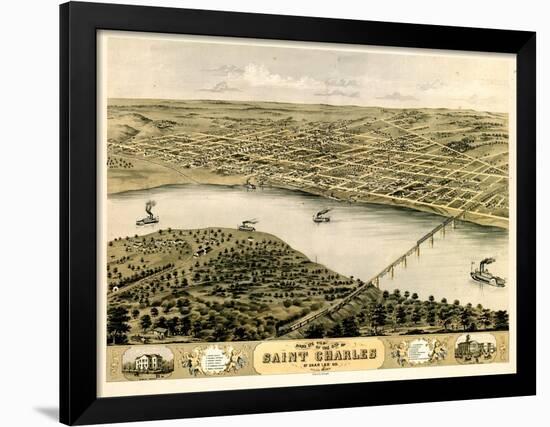 1869, Saint Charles Bird's Eye View, Missouri, United States-null-Framed Giclee Print