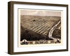 1869, Topeka Bird's Eye View, Kansas, United States-null-Framed Giclee Print