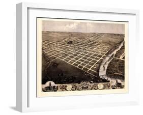 1869, Topeka Bird's Eye View, Kansas, United States-null-Framed Giclee Print