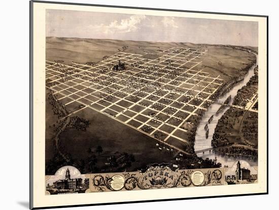 1869, Topeka Bird's Eye View, Kansas, United States-null-Mounted Giclee Print
