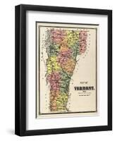 1869, Vermont Map, Vermont, United States-null-Framed Giclee Print