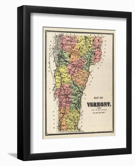 1869, Vermont Map, Vermont, United States-null-Framed Giclee Print