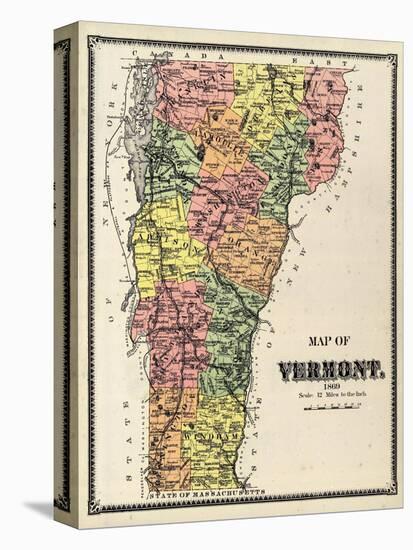 1869, Vermont Map, Vermont, United States-null-Stretched Canvas