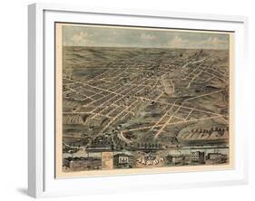 1870, Akron Bird's Eye View, Ohio, United States-null-Framed Giclee Print